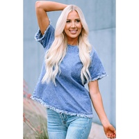 Azura Exchange Raw Edge Denim Top - M thumbnail