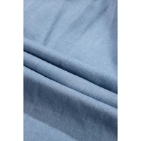 Beau Blue Frilly Pleated Button Back Retro Chambray Top - XL thumbnail