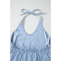 Beau Blue Knotted Open Back Halterneck Denim Tank Top - XL thumbnail