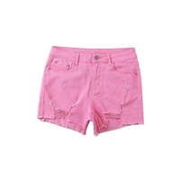 Rose Solid Color Distressed Denim Shorts - 10 US thumbnail