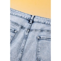 Light Blue Acid Wash Crossed Raw Edge Denim Shorts - 10 US thumbnail