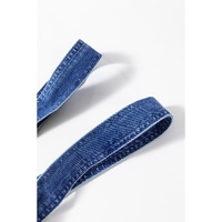 Prussian Blue Mineral Wash Knotted Strap Patched Pocket Wide Leg Denim Overalls - L thumbnail