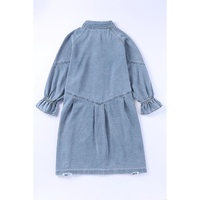 Azura Exchange Sky Blue Buttoned Long Sleeve Denim Mini Dress - M thumbnail