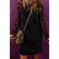 Black Sleeveless Shift Denim Dress - M thumbnail