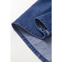 Blue Drawstring High Waist Puff Sleeve Denim Mini Dress - XL thumbnail