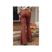 Azura Exchange High Waist Raw Hem Flare Jeans - 14 US thumbnail