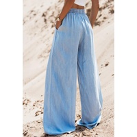 Myosotis Drawstring High Waist Wide Leg Denim Pants - L thumbnail