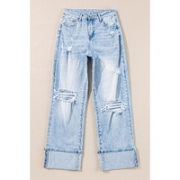 Beau Blue Light Wash Distressed Flare Jeans - 6 US thumbnail