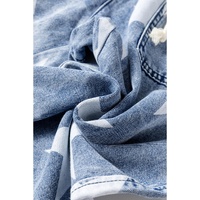 Light Blue Star Print Light Wash Drawstring High Waist Wide Leg Jeans - 6 US thumbnail