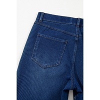 Ashleigh Blue Multiple Pockets Straight Leg Washed Stretchy Knit Casual Jeans - L thumbnail