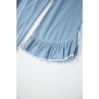 Myosotis Light Wash Raw Hem Ruffled Wide Leg Jeans - 10 US thumbnail