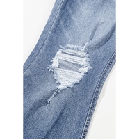 Dusk Blue High Rise Ripped Distressed Hem Flared Jeans - 8 US thumbnail