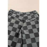 Dark Grey Checkered Denim Wide Leg Jeans - 10 US thumbnail