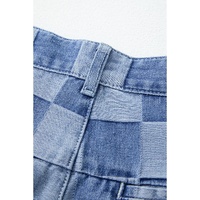 Dusk Blue Checkered Denim Wide Leg Jeans - 4 US thumbnail