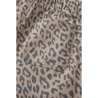 Azura Exchange Khaki Leopard Printed Drawstring Waist Pocketed Wide Leg Jeans - 10 US thumbnail