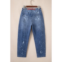 Ashleigh Blue Ripped Splattering Paint Rope Waist Cropped Straight Jeans - 6 US thumbnail
