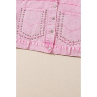 Pink Rivet Studded Pocketed Denim Jacket - XL thumbnail