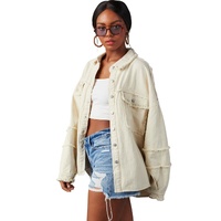 White Frayed Exposed Seam Denim Jacket - XL thumbnail