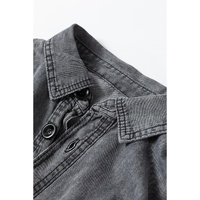 Medium Grey Mineral Wash Patched Pocket Split Denim Jacket - M thumbnail