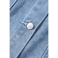 Beau Blue Ruffle Raw Hem Flap Pockets Denim Jacket - S thumbnail