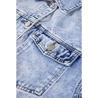Beau Blue Vintage Washed Flap Pockets Denim Jacket - L thumbnail
