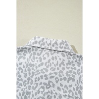 White Leopard Printed Flap Pocket Denim Jacket - L thumbnail