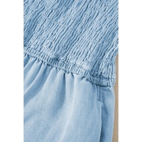 Beau Blue Spaghetti Strap Smocked Denim Romper - XL thumbnail