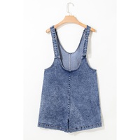 Dusk Blue Sleeveless U Neck Patched Pocket Denim Romper - XL thumbnail