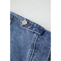 Ashleigh Blue Acid Wash Elastic Hem Button Up Denim Vest - M thumbnail