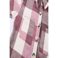 Plaid Color Block Buttoned Long Sleeve Jacket with Pocket - M thumbnail