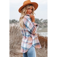 Pink Black/Pink Plaid Flap Pockets Shacket - 2XL thumbnail