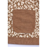 Brown Leopard Print Corduroy Long Sleeve Jacket - S thumbnail