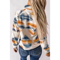 Multicolour Western Aztec Snap Buttoned Fleece Jacket - XL thumbnail