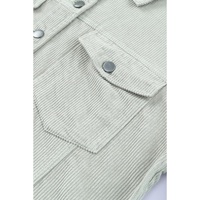 Sky Blue Raw Hem Flap Pockets Cropped Corduroy Jacket - L thumbnail