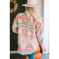 Azura Exchange Multicolor Western Aztec Print Button Flap Pocket Shacket - L thumbnail