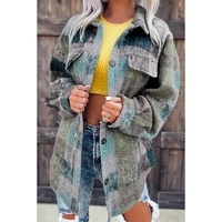Multicolor Brushed Plaid Pocketed Oversize Shacket - L thumbnail