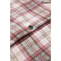 Multicolour Plaid Flap Pocket Hooded Raw Hem Jacket - L thumbnail