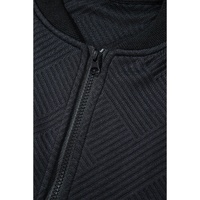 Black Solid Textured Stand Neck Zipper Bomber Jacket - S thumbnail