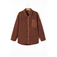Red Clay Faux Shearling Teddy Bear Jacket - L thumbnail