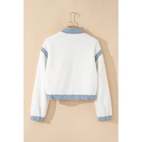 White Contrast Trim Buttoned Sherpa Jacket - XL thumbnail