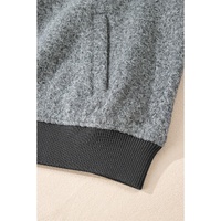 Medium Grey Fuzzy Zip Up Pocketed Sleeve Jacket - L thumbnail