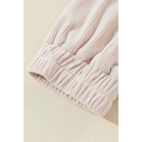 White Corduroy Drawstring Hooded Pocket Zip Up Jacket - XL thumbnail