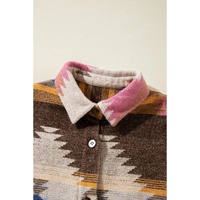 White Aztec Print Button Up Shacket - M thumbnail