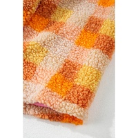 Orange Checkered Sherpa Hooded Jacket - L thumbnail