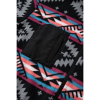 Black Aztec Printed Zip Up Collar Jacket - M thumbnail