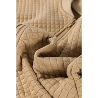 Pale Khaki Solid Geometric Textured Baseball Collar Jacket - L thumbnail
