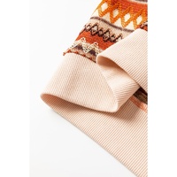 Orange Boho Striped Zip Up Long Sleeve Jacket - L thumbnail