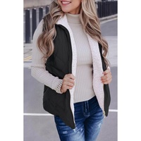 Black Fleece Lined Quilted Zip up Vest Coat - S thumbnail