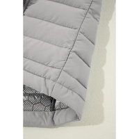 Silvery Plush Collared Quilted Zipped Puffer Vest - M thumbnail