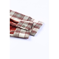 Plaid Corduroy Patchwork Shacket - L thumbnail